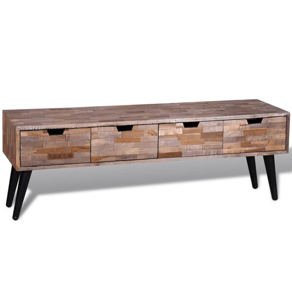 vidaXL Table console TV avec 4 tiroirs Bois de teck recyclé