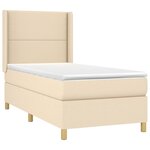 vidaXL Sommier à lattes de lit matelas et LED Crème 90x200 cm Tissu