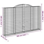 vidaXL Paniers à gabions arqués 9 Pièces 300x30x180/200 cm fer galvanisé