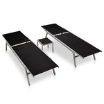 vidaXL Chaises longues 2 Pièces avec table acier et textilène noir