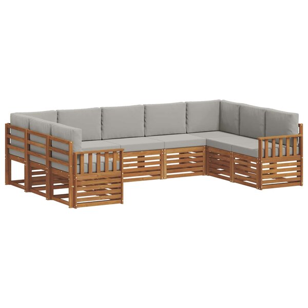 vidaXL Ensemble de canapés d'extérieur 9 pc Gris Naturel et Clair