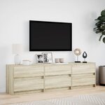 vidaXL Meuble TV avec LED chêne sonoma 180x34x50 cm bois d'ingénierie