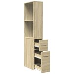 vidaXL Armoire de salle de bain étroite avec roulettes chêne sonoma