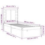 vidaXL Cadre de lit bois massif 90x190 cm simple