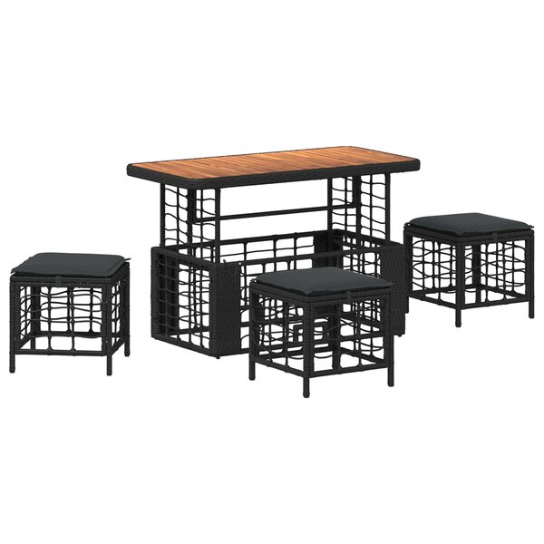 vidaXL Ensemble de salle à manger pour jardin 4 Pièces Noir et gris