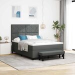 vidaXL Lit à ressorts avec matelas Gris foncé 160 x 200 cm tissu