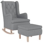 vidaXL Fauteuil avec pieds à bascule et tabouret Gris clair Tissu