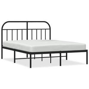 vidaXL Cadre de lit métal sans matelas avec tête de lit noir 150x200cm
