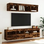 vidaXL Unités murales TV avec LED 5 Pièces chêne fumé bois d'ingénierie