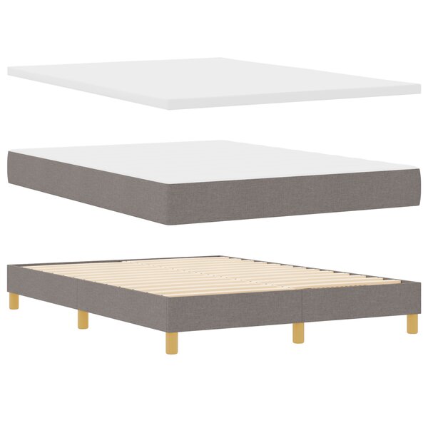 vidaXL Lit à ressort avec matelas taupe - 140 x 200 cm  tissu.