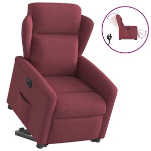 vidaXL Fauteuil inclinable électrique rouge bordeaux tissu