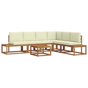 vidaXL Ensemble de canapés d'extérieur 7 Pièce Naturel et Crème