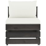 vidaXL Salon de jardin 11 Pièces avec coussins gris bois imprégné
