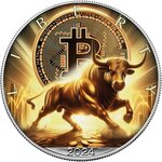 Pièce de monnaie en Argent 1 Dollar g 31.1 (1 oz) Millésime 2024 BITCOIN BULL