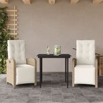 vidaXL Ensemble de bistro 3 Pièces avec coussins beige résine tressée