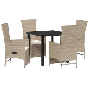 vidaXL Ensemble de salle à manger pour jardin 5 Pièces Beige polyrotin