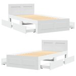 vidaXL Cadre de lit et tête de lit blanc 100x200 cm bois d'ingénierie