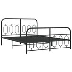 vidaXL Cadre de lit métal avec tête de lit/pied de lit noir 135x190 cm
