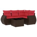 vidaXL Salon de jardin avec coussins 5 Pièces marron résine tressée