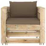 Salon de jardin meuble d'extérieur ensemble de mobilier 2 pièces avec coussins bois imprégné de vert 02_0015889