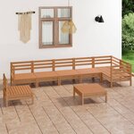 Vidaxl salon de jardin 8 pièces bois de pin massif marron miel