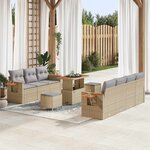 vidaXL Ensemble de canapé de jardin 10 Pièces Beige polyrotin