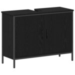 vidaXL Ensemble de mobilier de salle de bain avec étagère 4 Pièces Noir