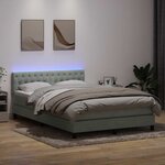 vidaXL Sommier à lattes de lit et matelas et LED gris clair 140x210cm velours