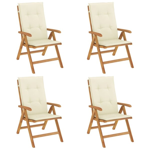 vidaXL Chaises de jardin inclinables lot de 4 et coussins bois teck