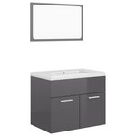 vidaXL Ensemble de meubles de salle de bain Gris brillant Aggloméré