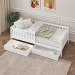 Lit enfant Isa 2 tiroirs barrière blanc