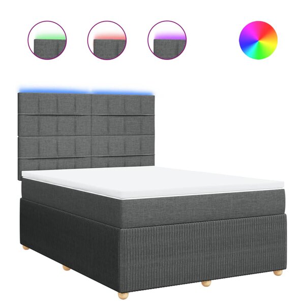 vidaXL Sommier à lattes de lit avec matelas Gris foncé 160x200cm Tissu