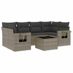 vidaXL Salon de jardin avec coussins 7 Pièces gris résine tressée