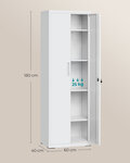 Armoire de rangement en acier placard de bureau à 5 niveaux double porte meuble de rangement pour garage bureau robuste gris 12_0003985