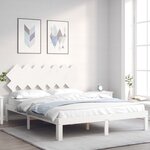 vidaXL Cadre de lit avec tête de lit blanc 140x190 cm bois massif
