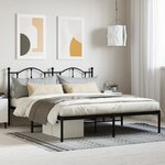 vidaXL Cadre de lit métal avec tête de lit noir 180x200 cm