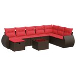 vidaXL Salon de jardin avec coussins 9 Pièces marron résine tressée