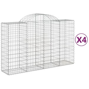 vidaXL Paniers à gabions arqués 4 Pièces 200x50x120/140 cm Fer galvanisé