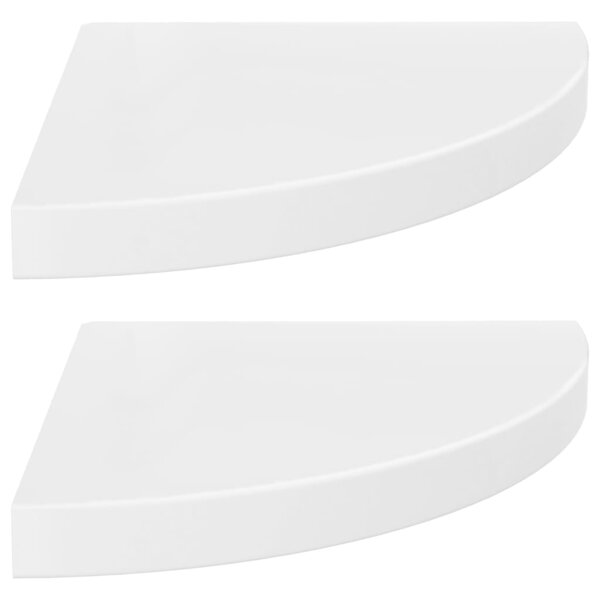 vidaXL Étagères d'angle flottantes 2Pièces blanc brillant 35x35x3 8cm MDF