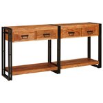 vidaXL Tables console avec tiroir 2 Pièces Marron Bois d'Acacia Massif