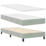 Lit à ressort vidaXL avec matelas et lumière LED Gris clair 90x190 cm Velours