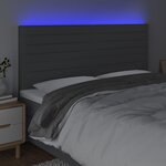 vidaXL Tête de lit à LED Gris foncé 200x5x118/128 cm Tissu
