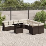 vidaXL Salon de jardin et coussins 11 Pièces marron résine tressée