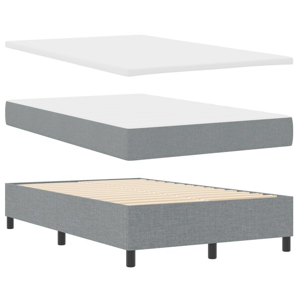 vidaXL Lit à ressorts avec matelas et banc gris clair 120x190 cm en tissu