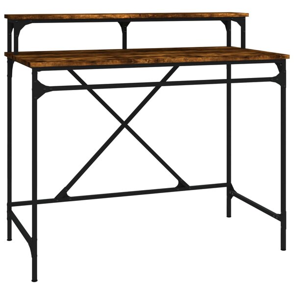 vidaXL Bureau chêne fumé 100x50x90 cm bois d'ingénierie et fer