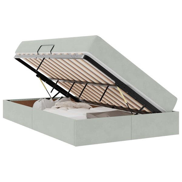 vidaXL Lit avec rangement et matelas Gris clair 120 x 200 cm Velours