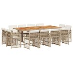 vidaXL Ensemble à manger de jardin et coussins 13 Pièces beige