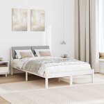 vidaXL Cadre de lit avec tête de lit Blanc et gris clair 120 x 200 cm