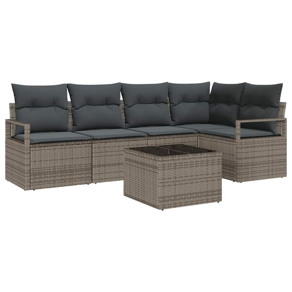 vidaXL Ensemble de canapé de jardin 6 Pièces Gris clair polyrotin