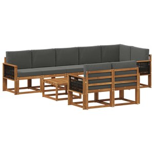vidaXL Ensemble de canapés d'extérieur 9 pc Naturel et Anthracite